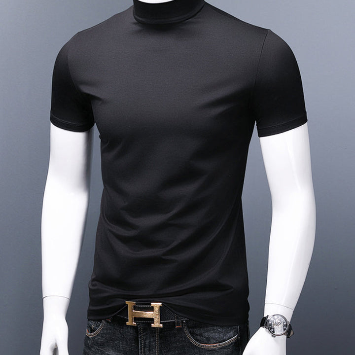 Mäns T-shirt med halv polokrage och passform