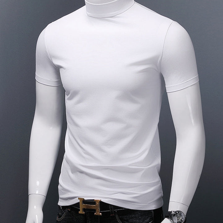 Mäns T-shirt med halv polokrage och passform