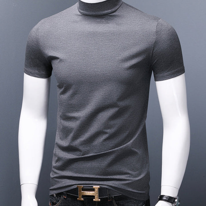 Mäns T-shirt med halv polokrage och passform