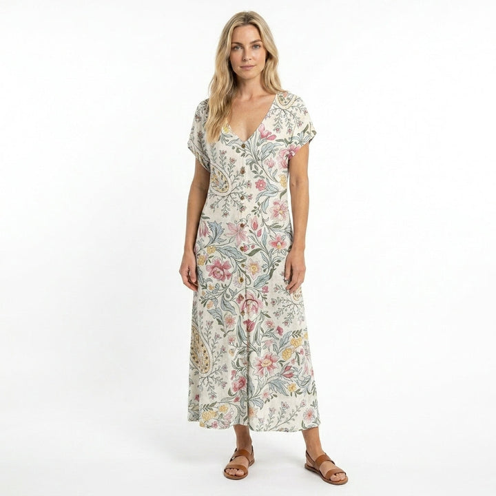 Damernas Sommarklänning V-Hals Flödande Design