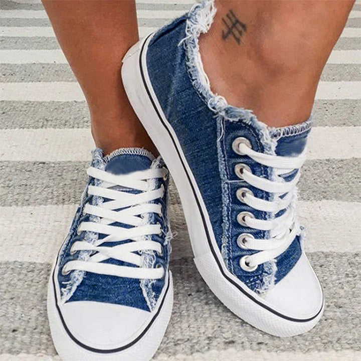 Herr Canvas Sneakers med Tofs och Rund Tå