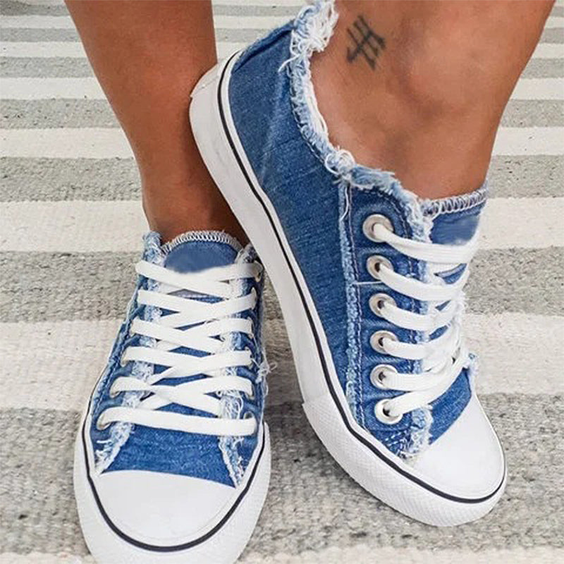 Herr Canvas Sneakers med Tofs och Rund Tå