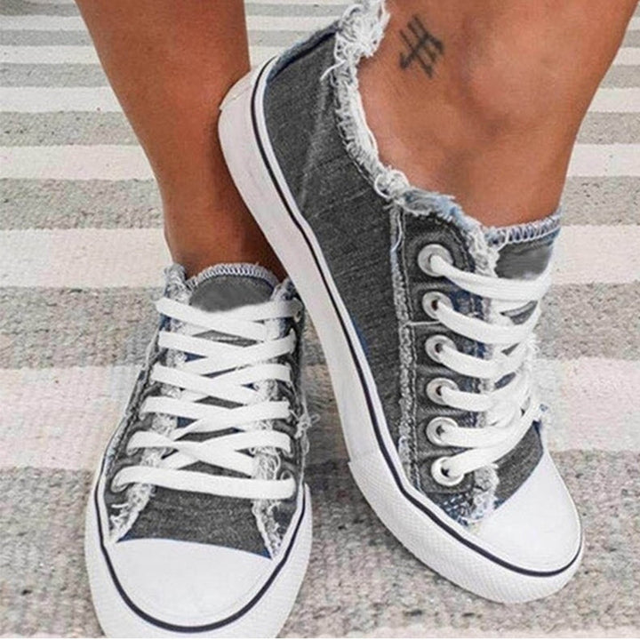 Herr Canvas Sneakers med Tofs och Rund Tå
