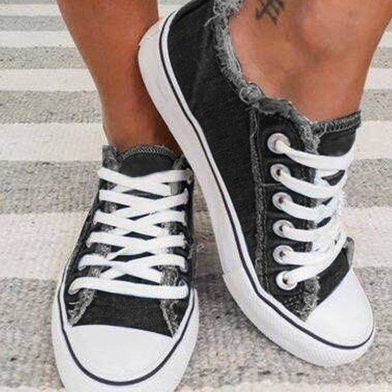 Herr Canvas Sneakers med Tofs och Rund Tå