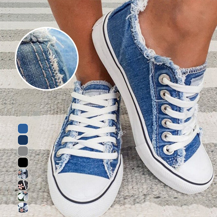 Herr Canvas Sneakers med Tofs och Rund Tå