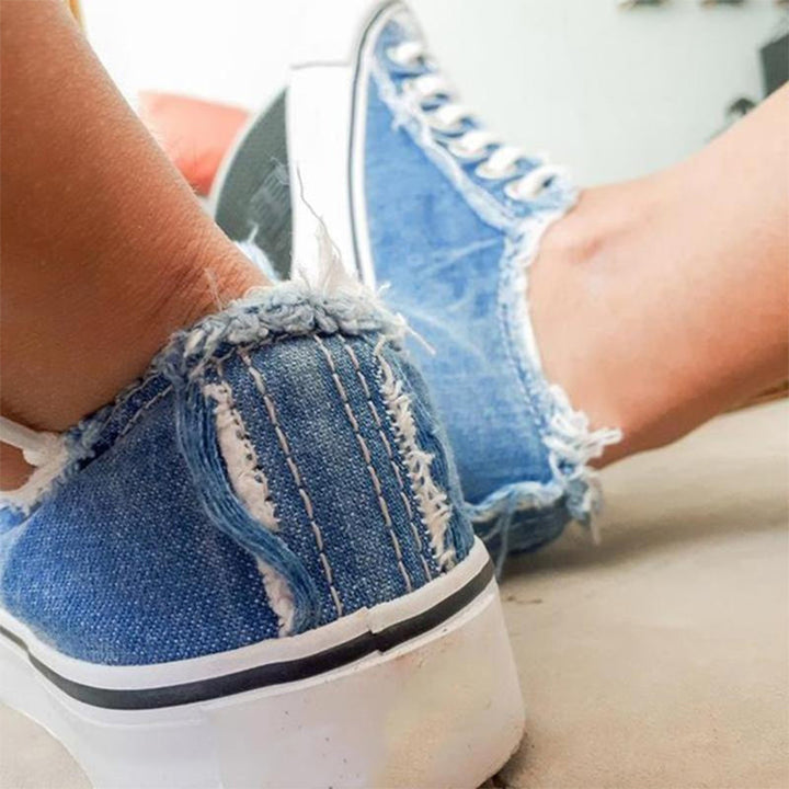 Herr Canvas Sneakers med Tofs och Rund Tå