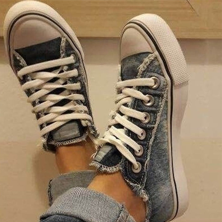 Herr Canvas Sneakers med Tofs och Rund Tå