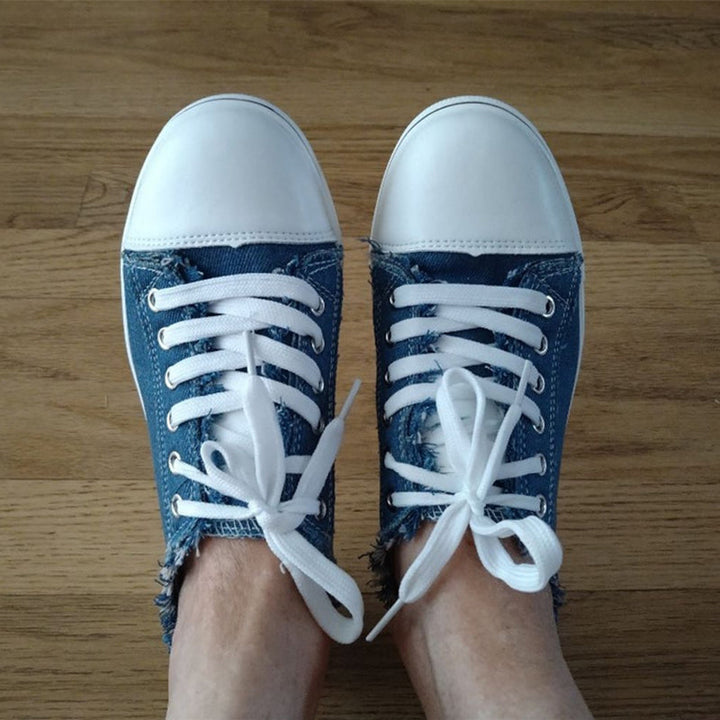 Herr Canvas Sneakers med Tofs och Rund Tå