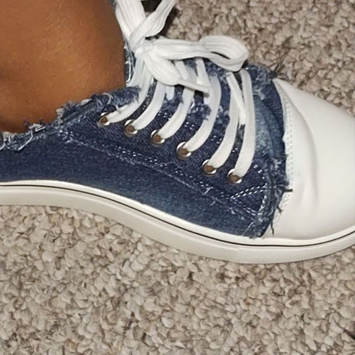 Herr Canvas Sneakers med Tofs och Rund Tå