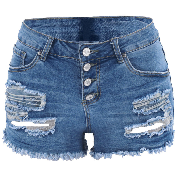 Dam Rippade Jeansshorts - Trendig Mode