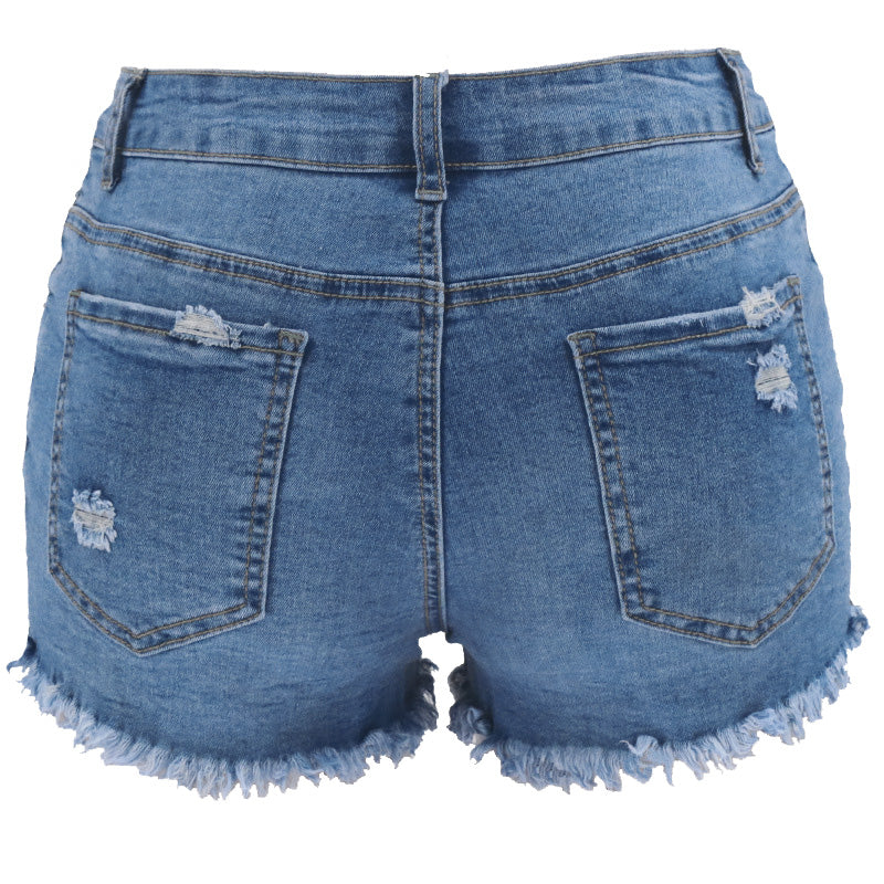 Dam Rippade Jeansshorts - Trendig Mode