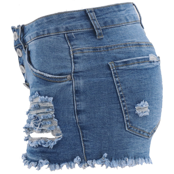 Dam Rippade Jeansshorts - Trendig Mode