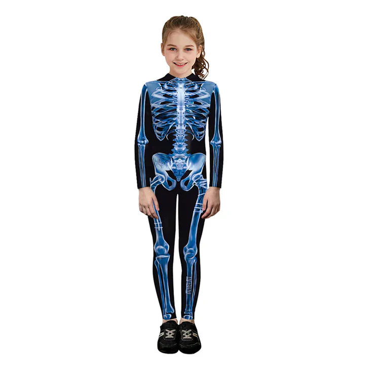 Dam Halloween Sexig Dödskalle Bodysuit med Formsydd Design