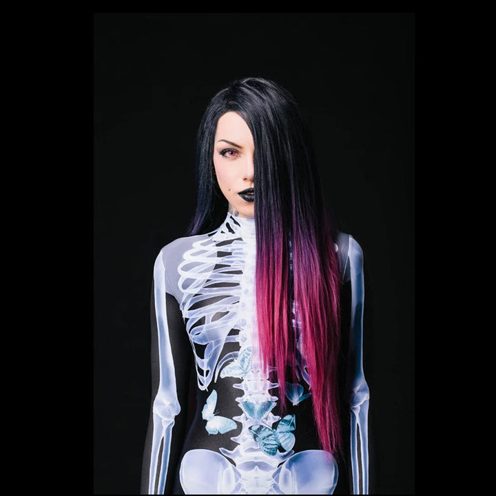 Dam Halloween Sexig Dödskalle Bodysuit med Formsydd Design