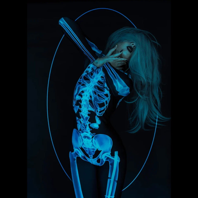 Dam Halloween Sexig Dödskalle Bodysuit med Formsydd Design