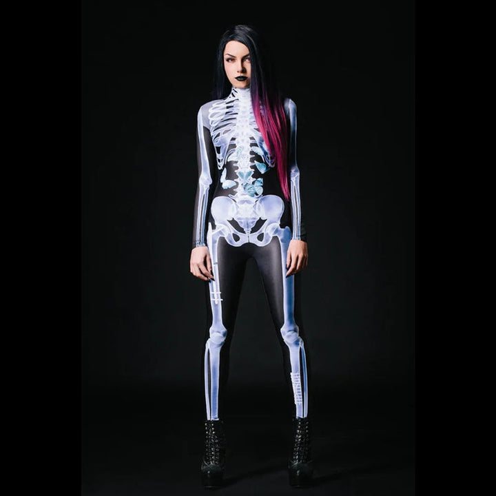 Dam Halloween Sexig Dödskalle Bodysuit med Formsydd Design