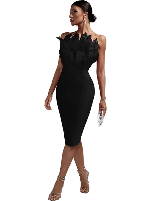 Kvinnors Bodycon Midiklänning med Eleganta Detaljer