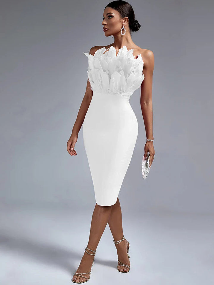 Kvinnors Bodycon Midiklänning med Eleganta Detaljer