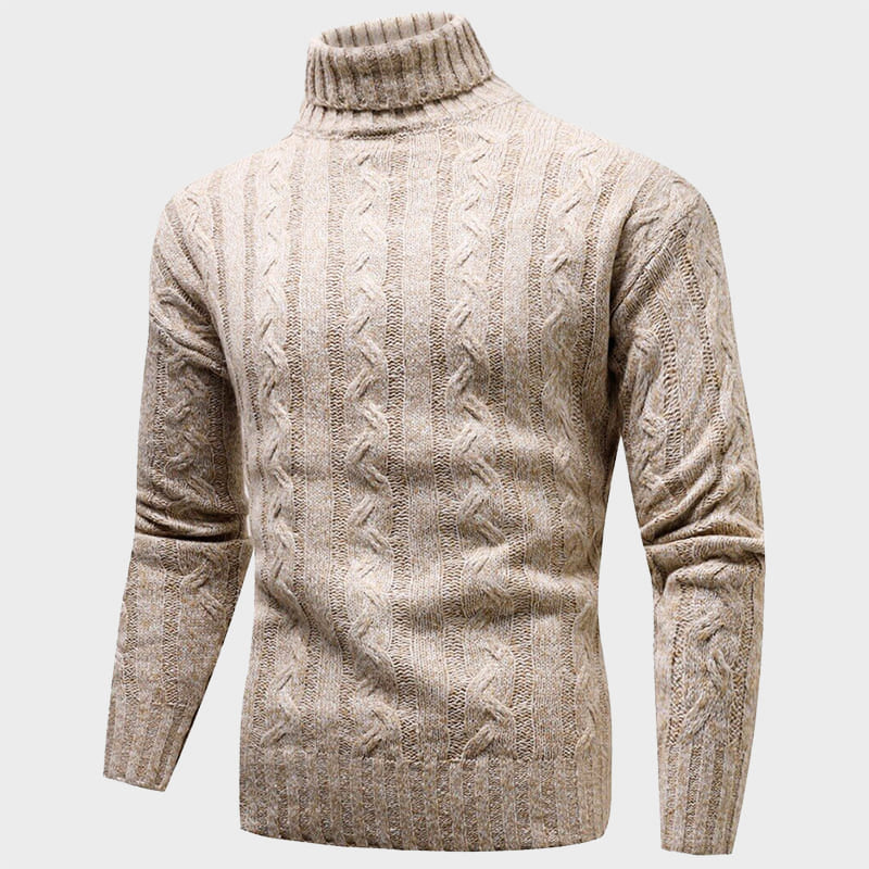 Kvinnors Kabelstickad Turtleneck Tröja