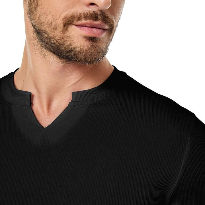 Slim Fit V-ringad långärmad muskelskjorta för män