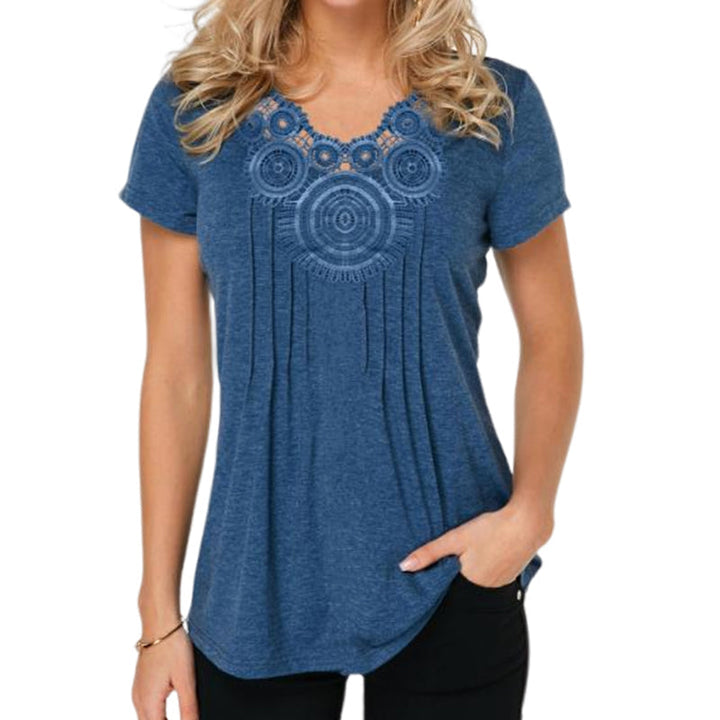 Damtopp V-ringad Spets Slim Fit T-shirt