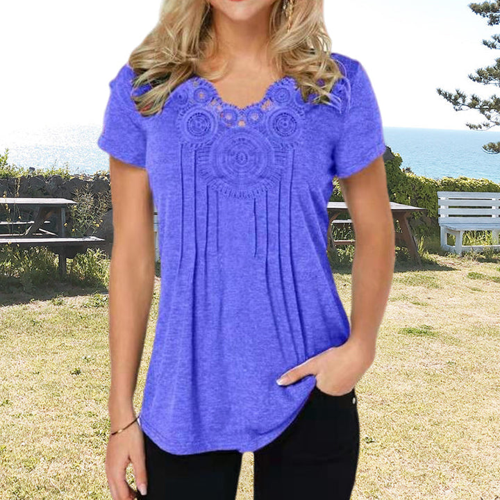 Damtopp V-ringad Spets Slim Fit T-shirt